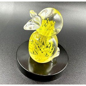 Vintage Art Glass Yellow Bird Duck Paperweight Figurine Hand Blown Decor
